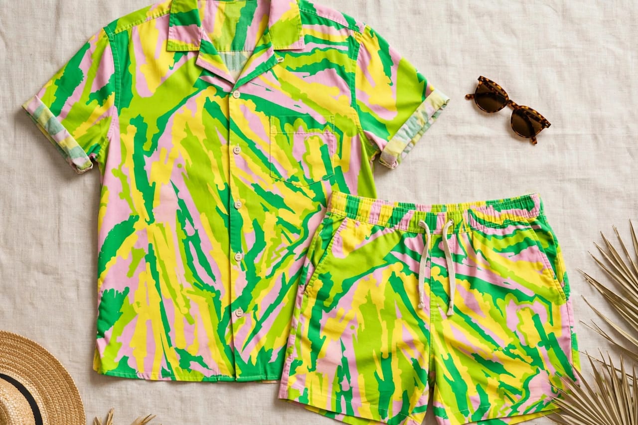 The same Elda print applied to a coordinated shirt and shorts