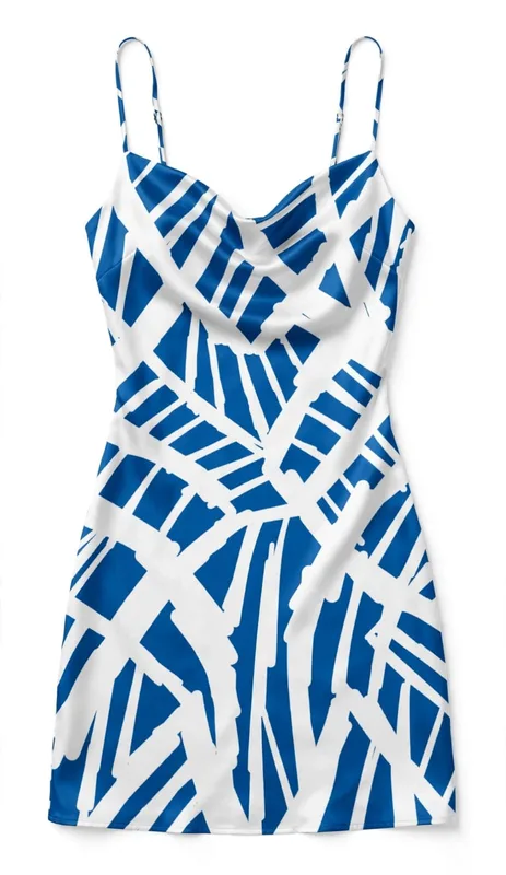 Blue Lattice collection — Elda printed dress design 406